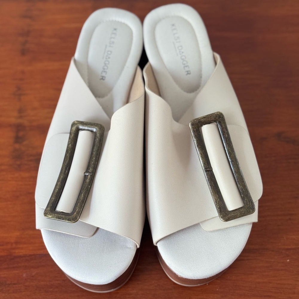 Anthropologie Kelsi Dagger Brooklyn Dover Chunk Buckle Platform Sandals - Picture 4 of 12